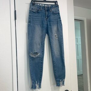 S.O.N.G. PERFECT EUC High Rise Skinny Ankle Jeans W/ Distressed Holes Size 5/27.